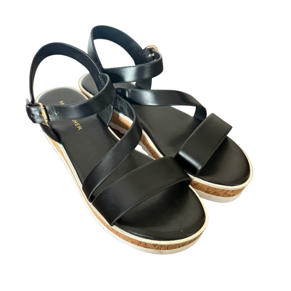 Marc Fisher Grandie Treaded Platform Black Strappy Sandals-Size 6.5